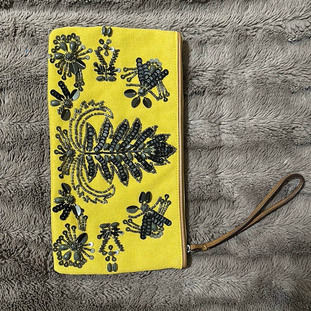 LOFT Yellow and Black Clutch Wristlet - NEW